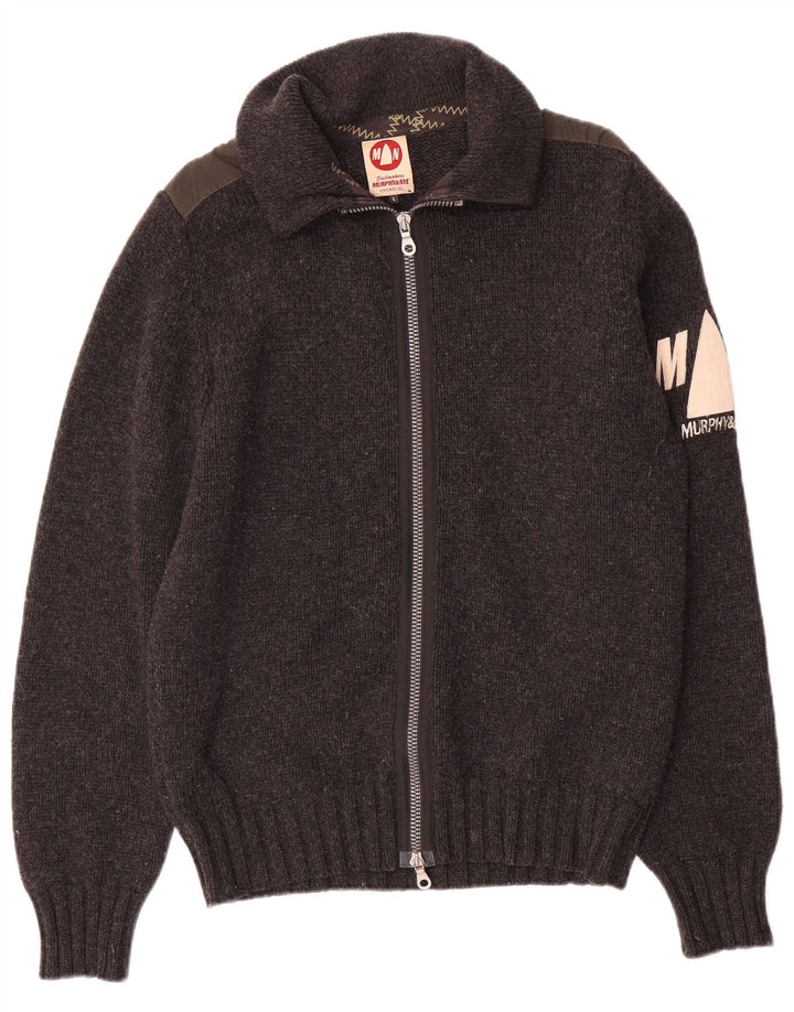 Murphy & Nye Hommes Sailmakers Graphic Cardigan Pull Large Gris Laine
