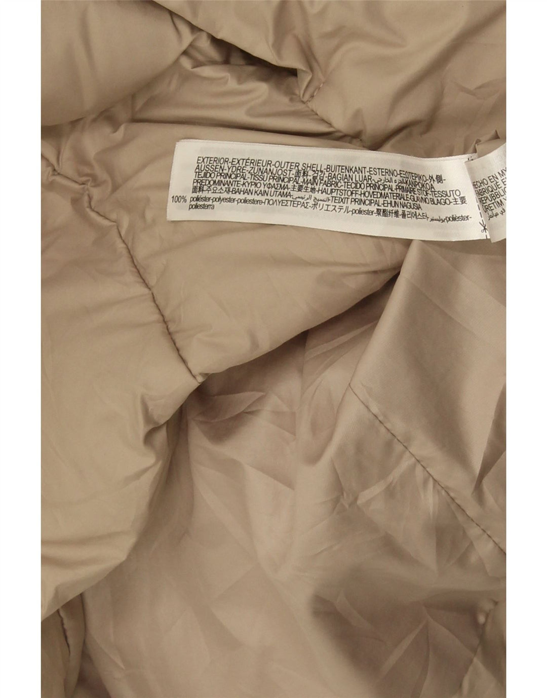 ZARA Veste matelassée à capuche pour femme UK 14 Polyester beige moyen