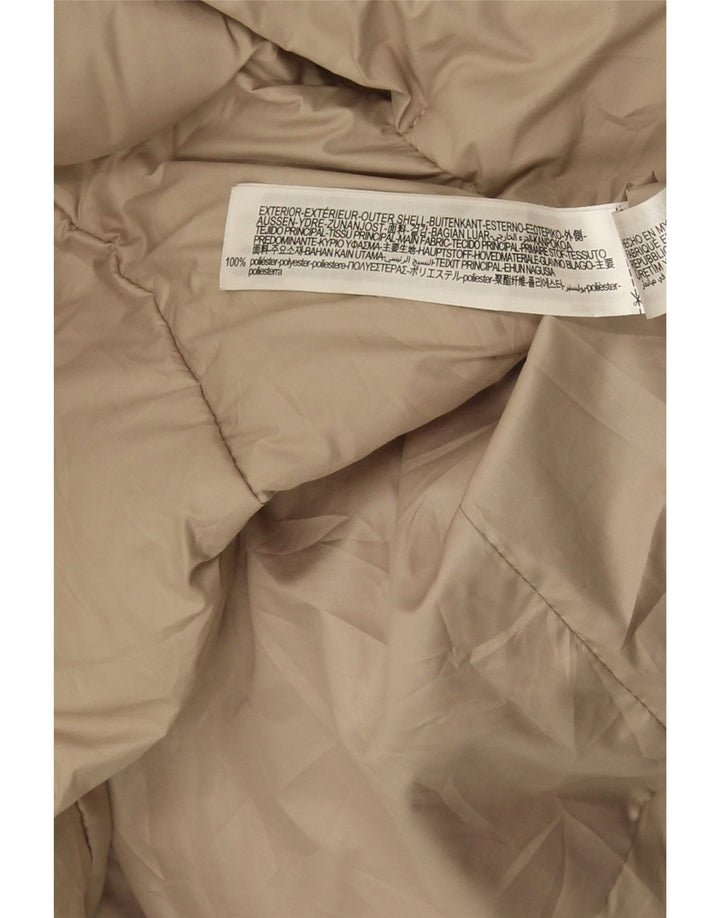 ZARA Veste matelassée à capuche pour femme UK 14 Polyester beige moyen