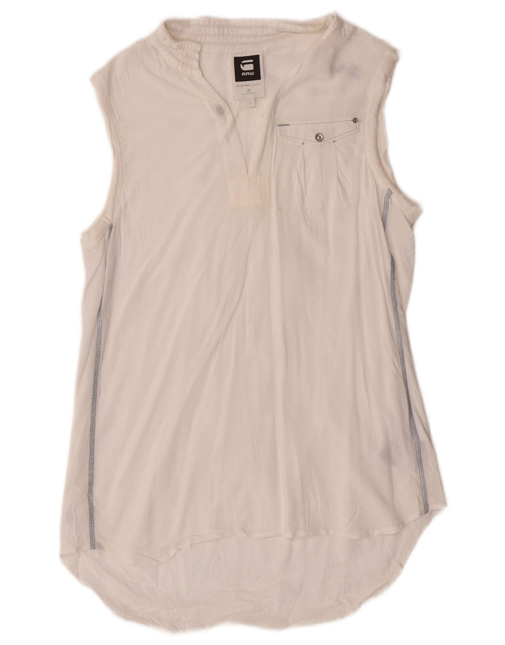 G-STAR Womens See Through Sleeveless Blouse Top UK 10 Small White Viscose