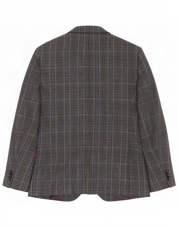 Ted Baker Veste blazer à 2 boutons pour homme UK 38 Laine à carreaux gris moyen