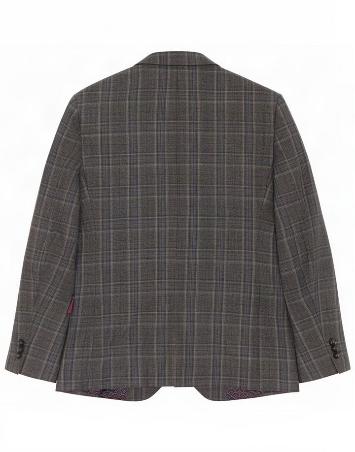 Ted Baker Veste blazer à 2 boutons pour homme UK 38 Laine à carreaux gris moyen
