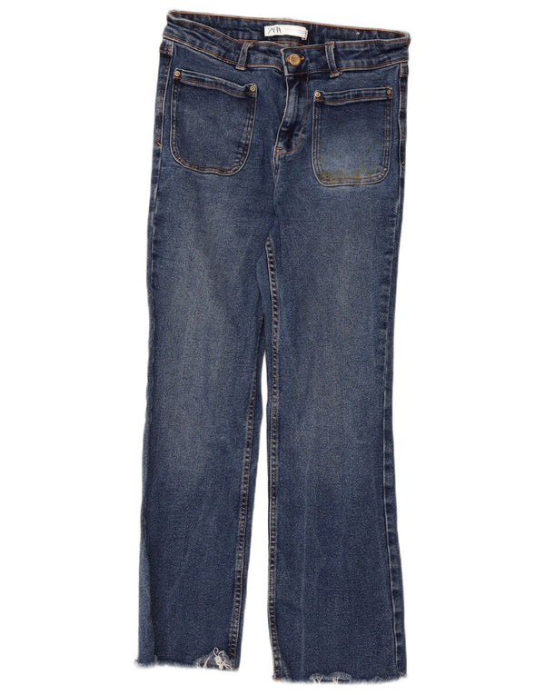 Zara Femme Jean Droit EU 36 XS W26 L25 Bleu Coton