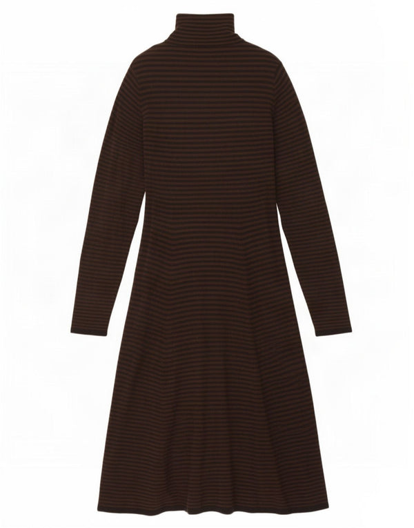 Zara Robe pull à manches longues pour femme UK 14 Grande rayonne rayée marron