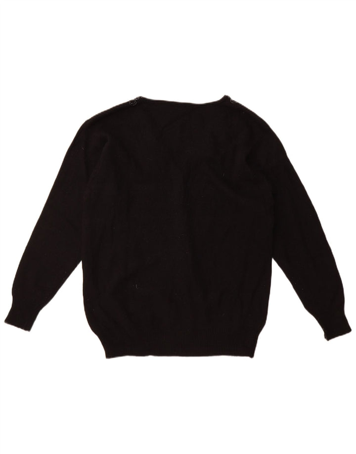 vintage Femme Cardigan Pull UK 16 Grand Noir