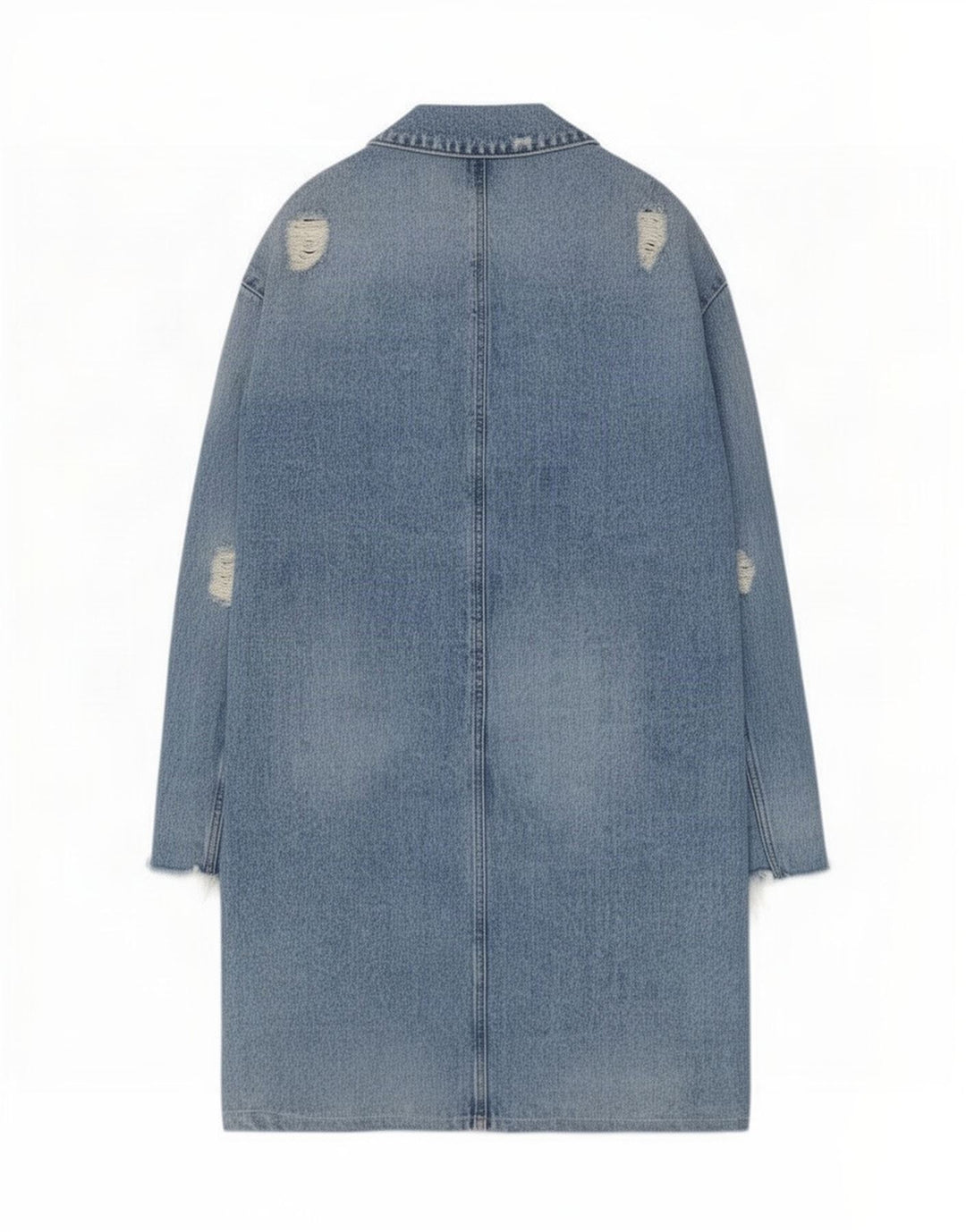 Zara Womens Trafaluc Distressed Denim Manteau UK 14 Bleu Moyen