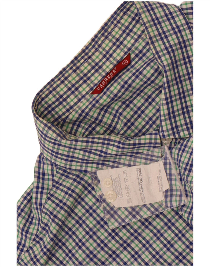 Carrera Chemise à manches courtes pour homme 2XL en coton à carreaux bleu