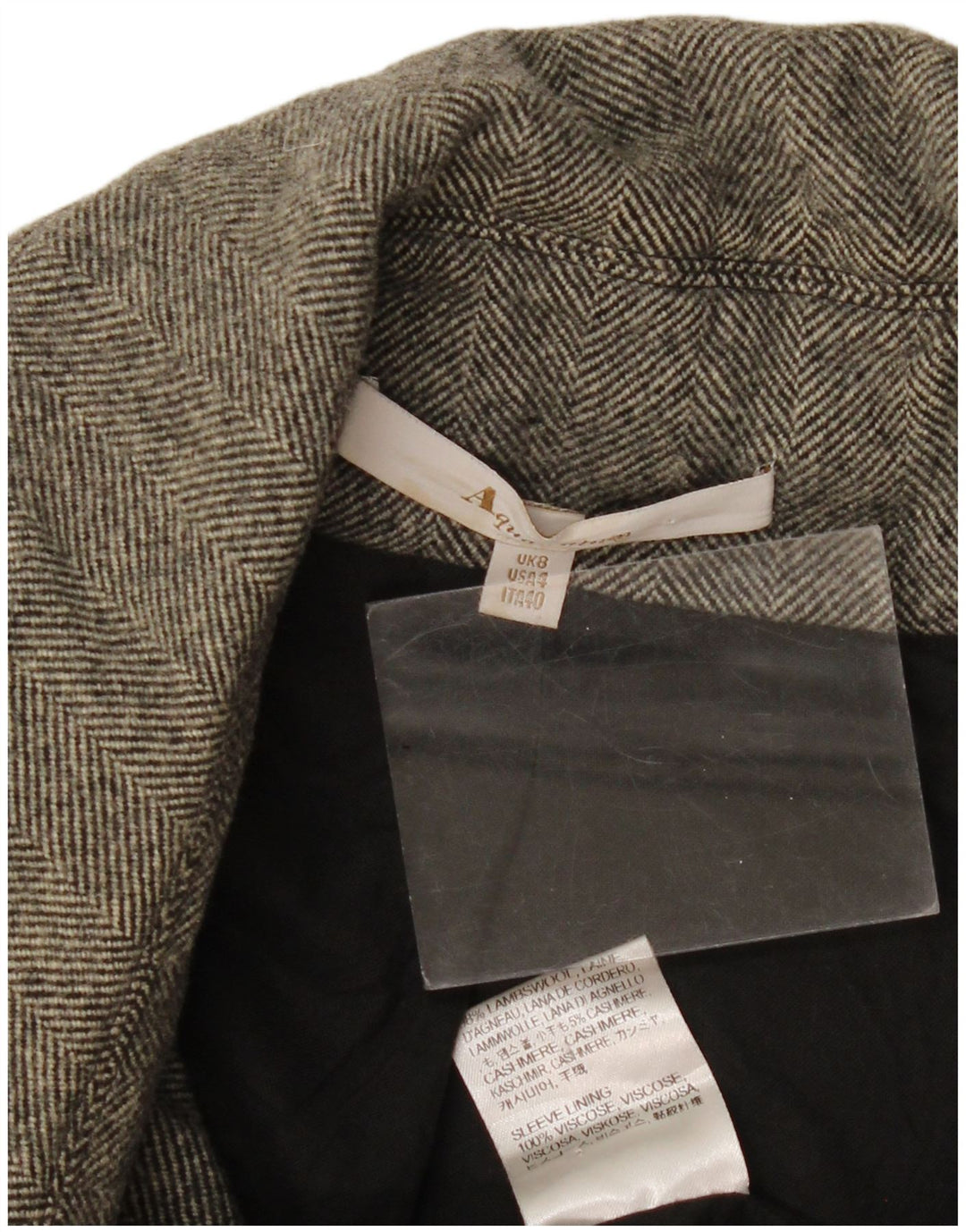 Aquascutum Pardessus pour femme UK 8 petit gris à chevrons en laine d'agneau