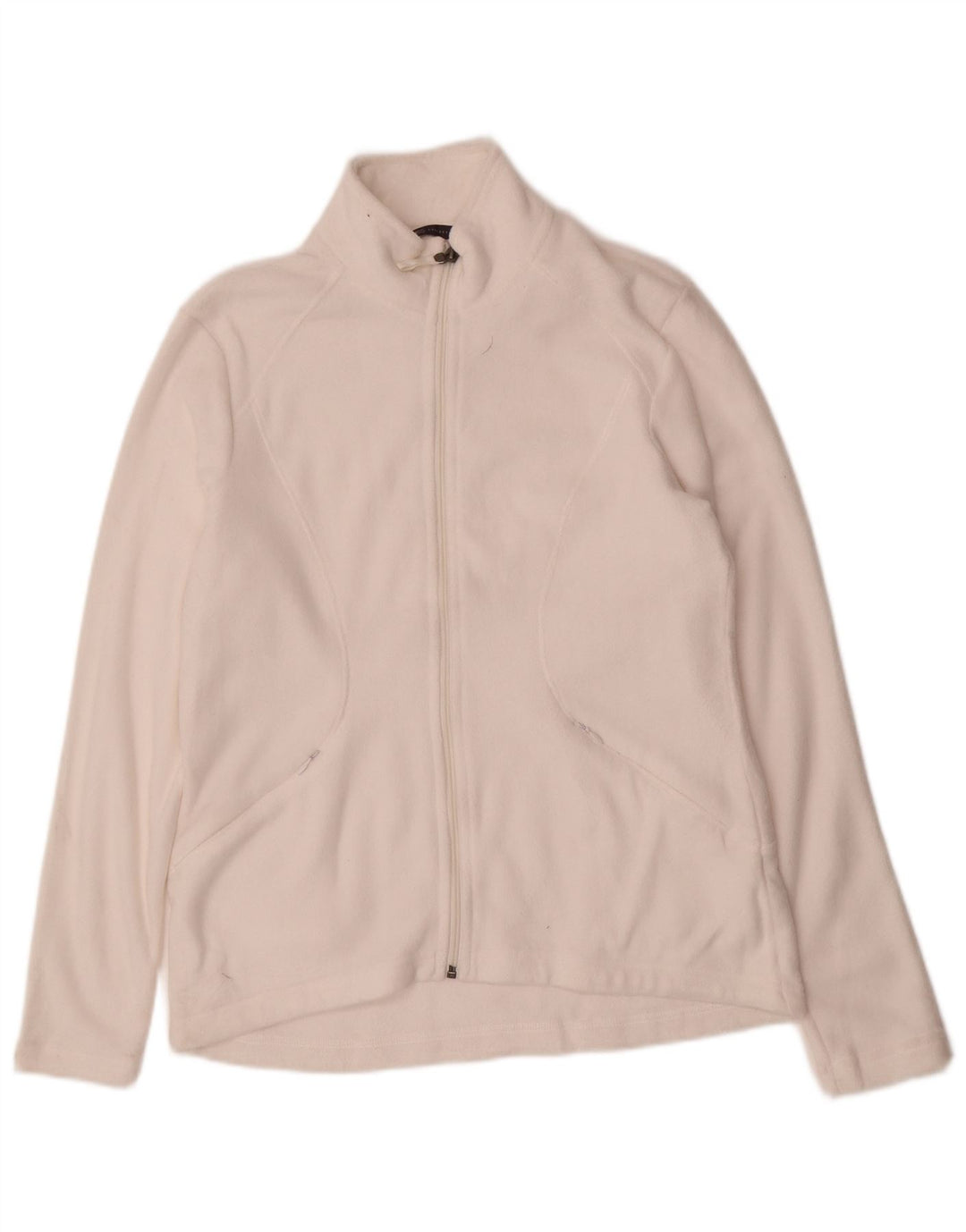 MARKS & SPENCER Womens Fleece Jacket UK 12 Medium  White Polyester