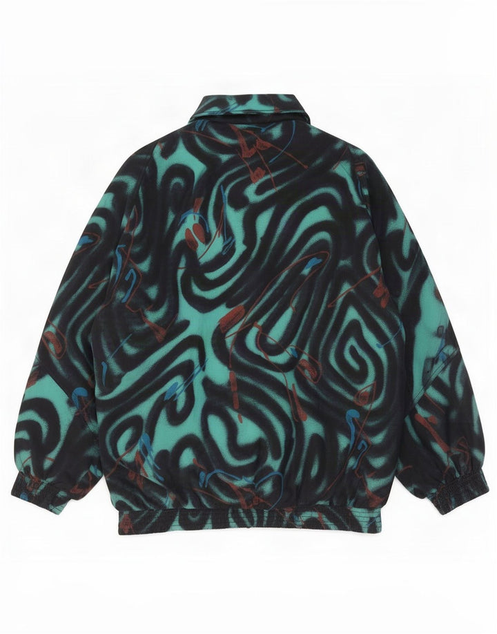 vintage Femmes Motif Abstrait Veste Coupe-Vent UK 20 2XL Noir