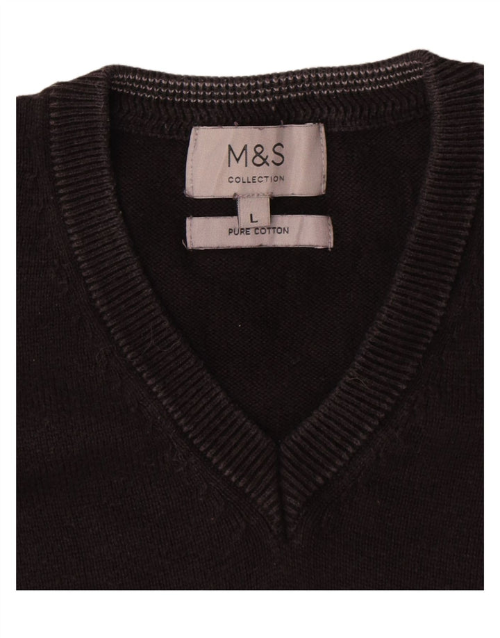 Marks & Spencer Pull col V pour homme en coton noir Taille L