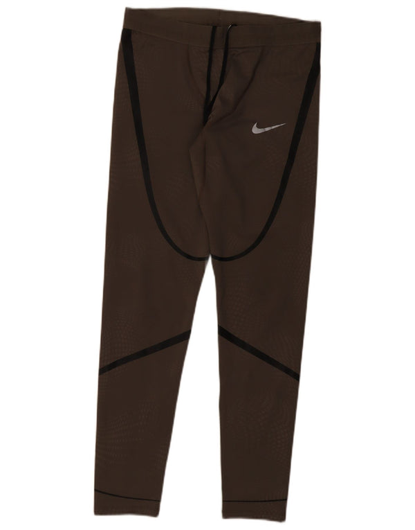 Nike Legging Dri Fit pour femme UK 12 Polyester rayé marron moyen