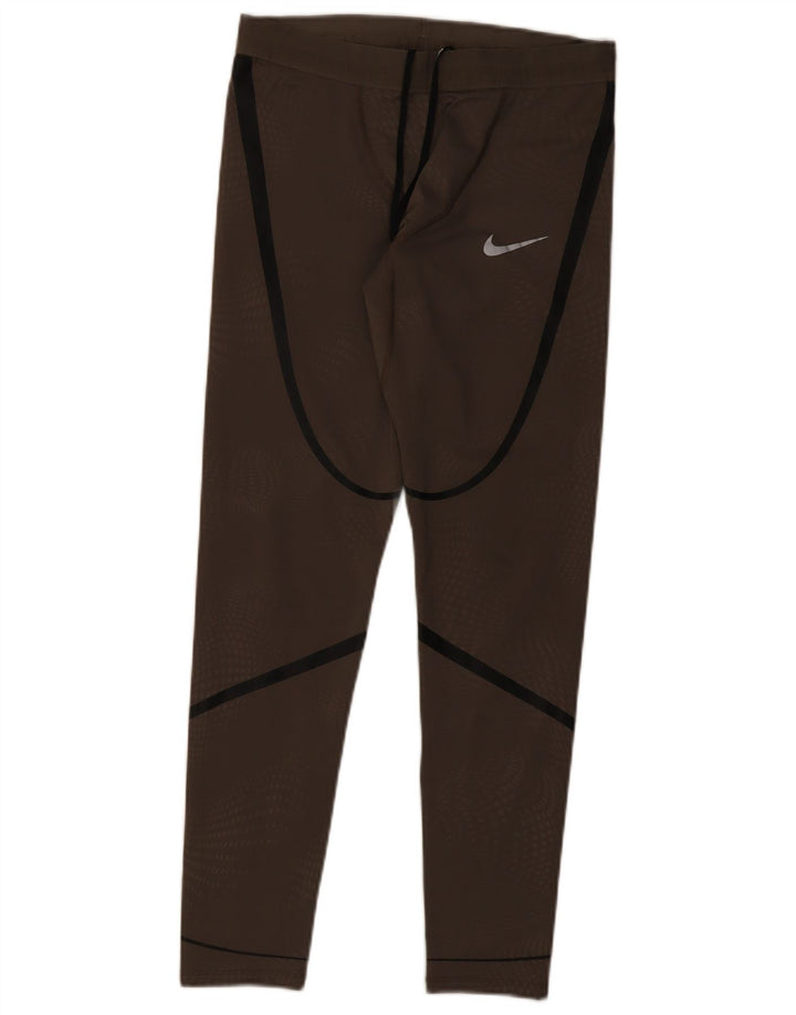 Nike Legging Dri Fit pour femme UK 12 Polyester rayé marron moyen