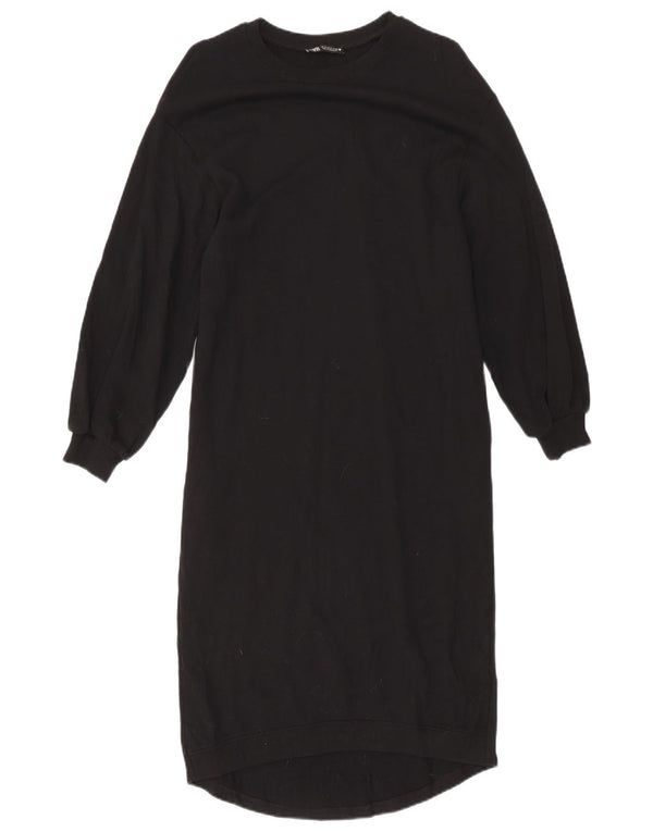 Zara Robe pull à manches longues pour femme UK 10 Petit coton noir