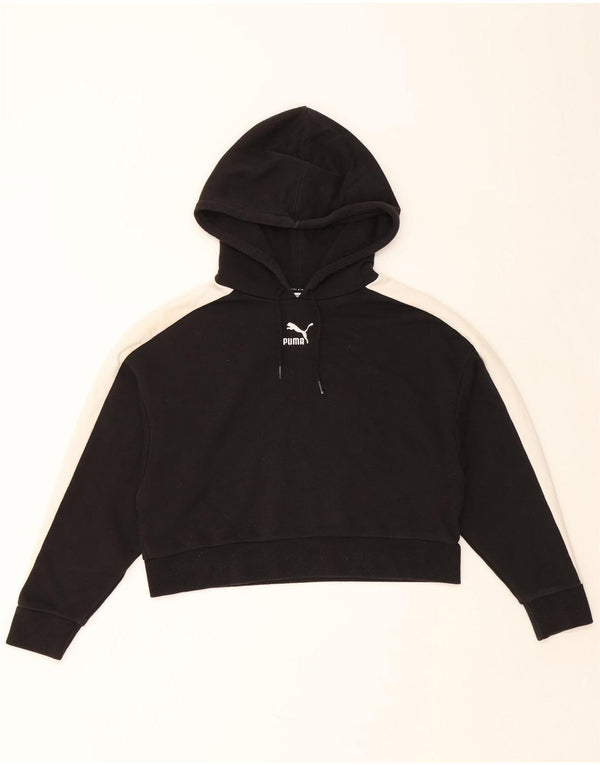 PUMA Pull à capuche court pour femme UK 44 Noir moyen Colourblock