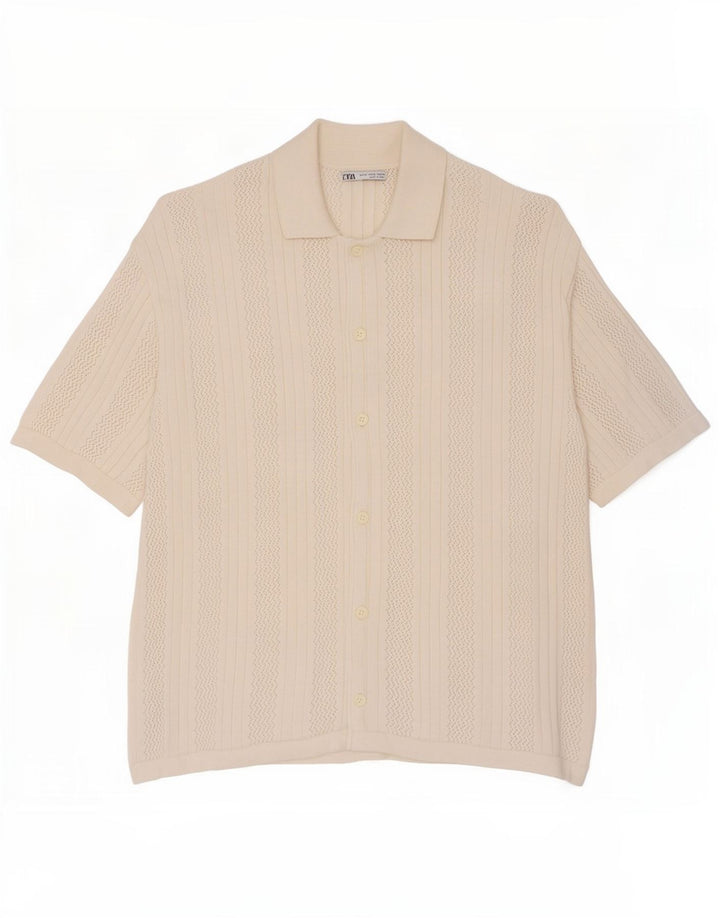 Chemise À Manches Courtes Homme Zara Homme Blanc Moyen Coton