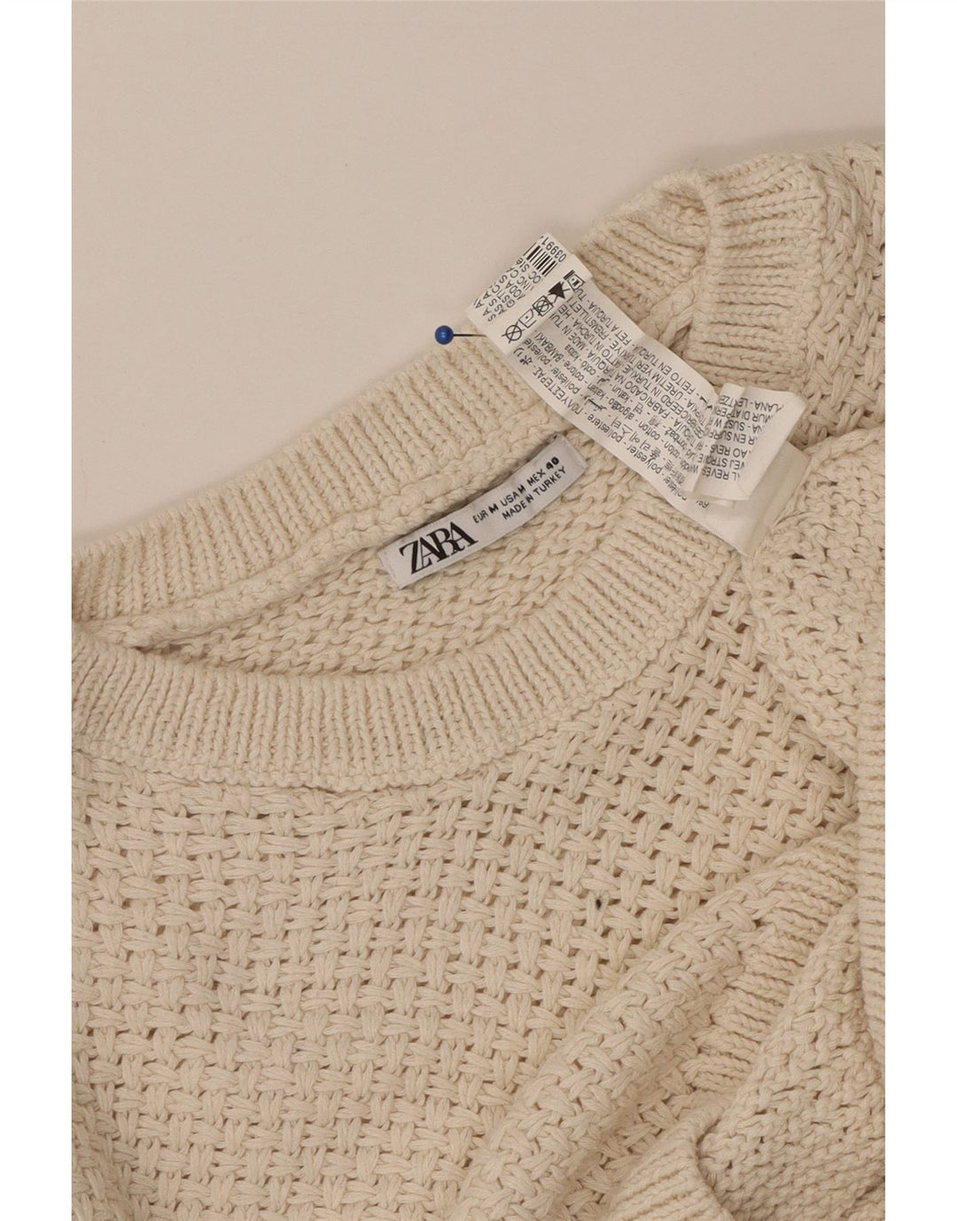 ZARA Pull à col rond pour homme en polyester beige moyen