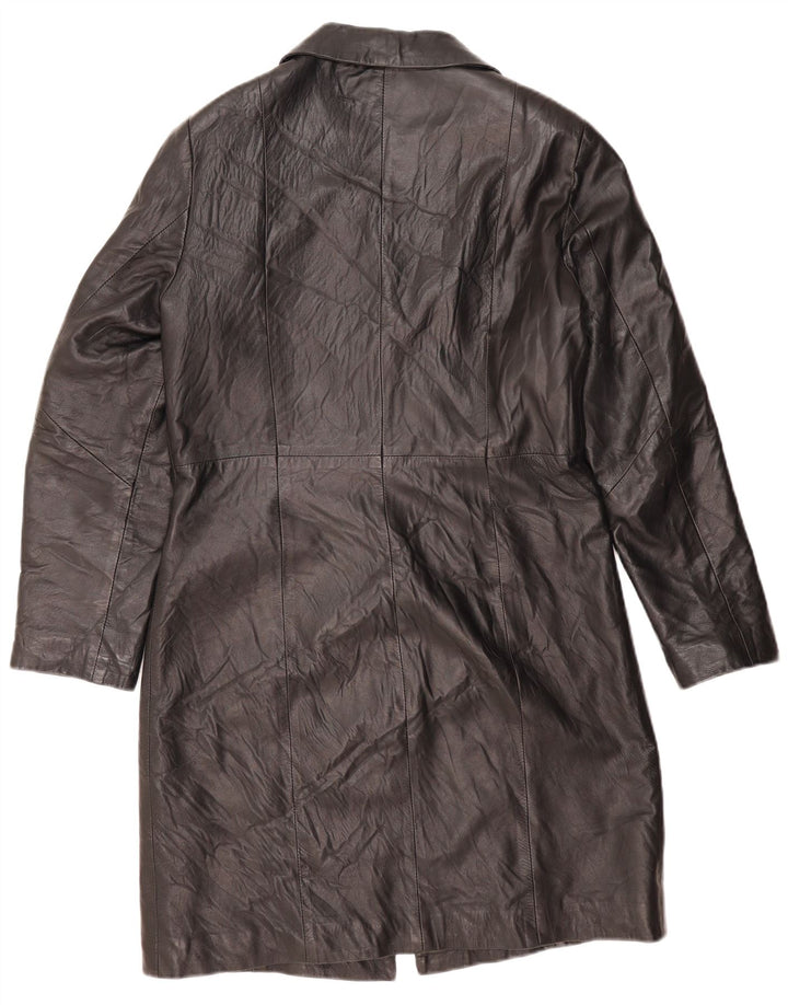 ANTICA PELLERIA Manteau en Cuir Femme IT 46 Grand Cuir Noir