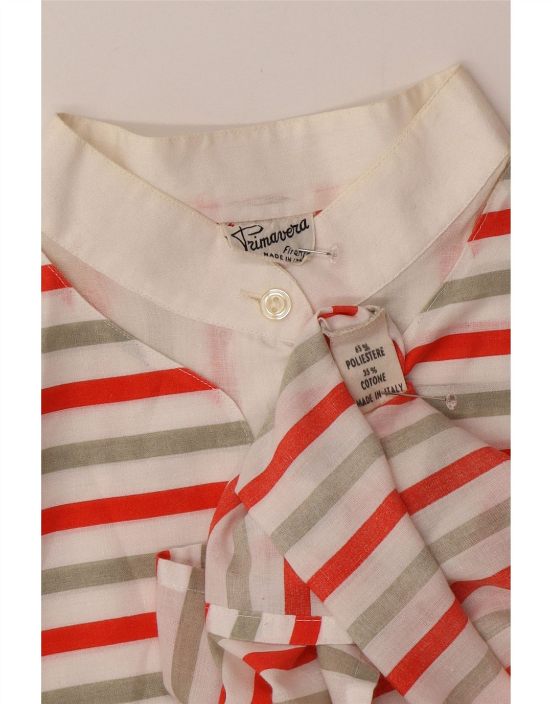 VINTAGE Chemise pull femme UK 16 Grand polyester rayé multicolore