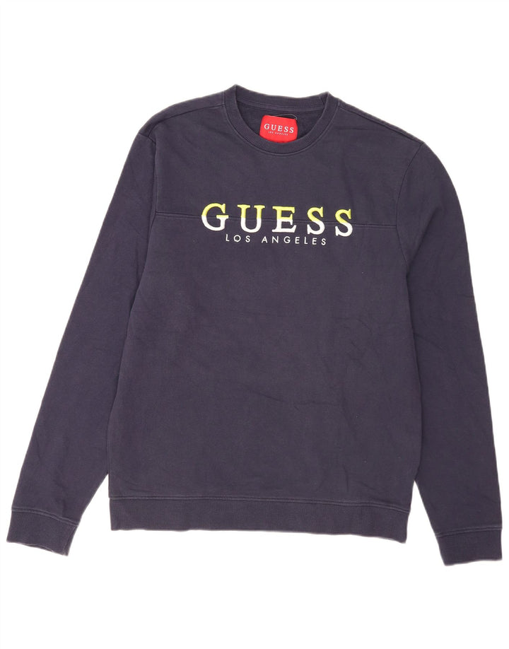 Guess Sweat-Shirt Graphique Homme Bleu Marine Moyen Coton