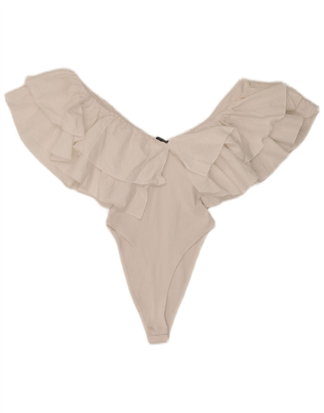 Zara Womens Ruffle Body UK 8 Petit Coton Blanc