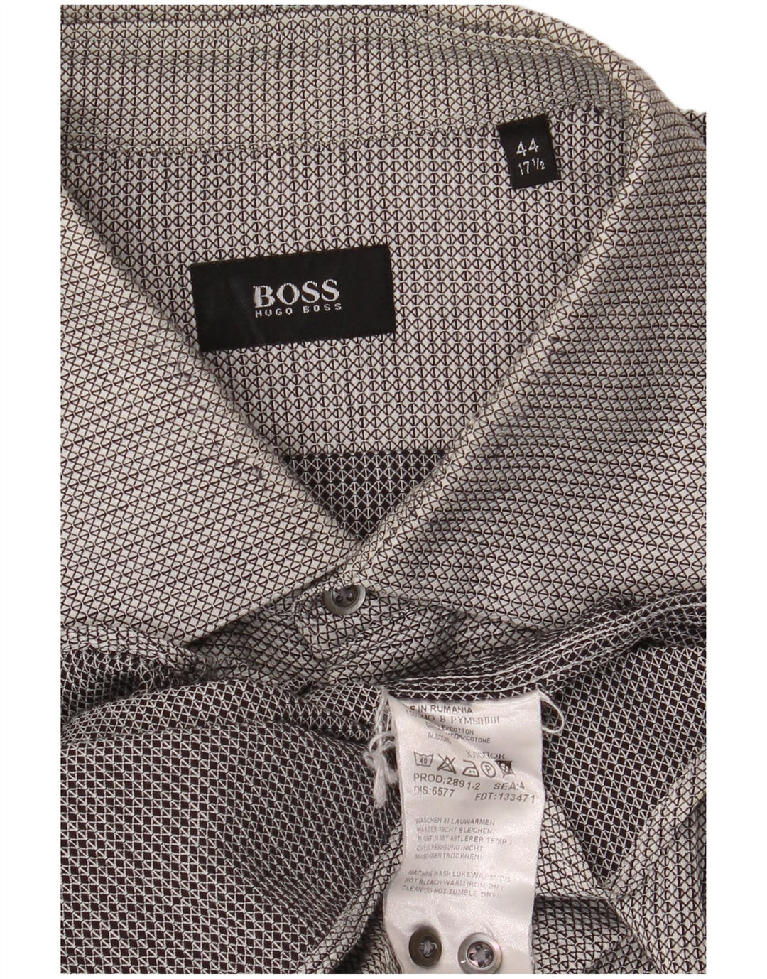 HUGO BOSS Chemise en flanelle pour homme Taille 17 1/2 44 XL Coton géométrique gris