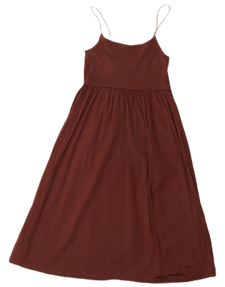 Zara Femme Robe d'été UK 16 Grand Coton Marron