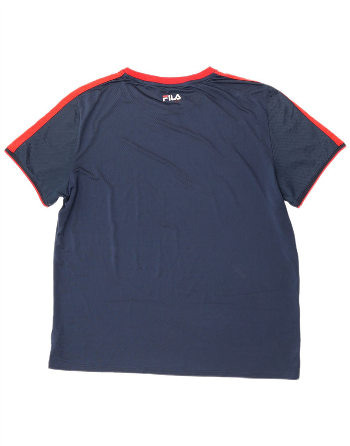 Fila T-Shirt Homme Top 2XL Bleu Marine Colorblock Polyester