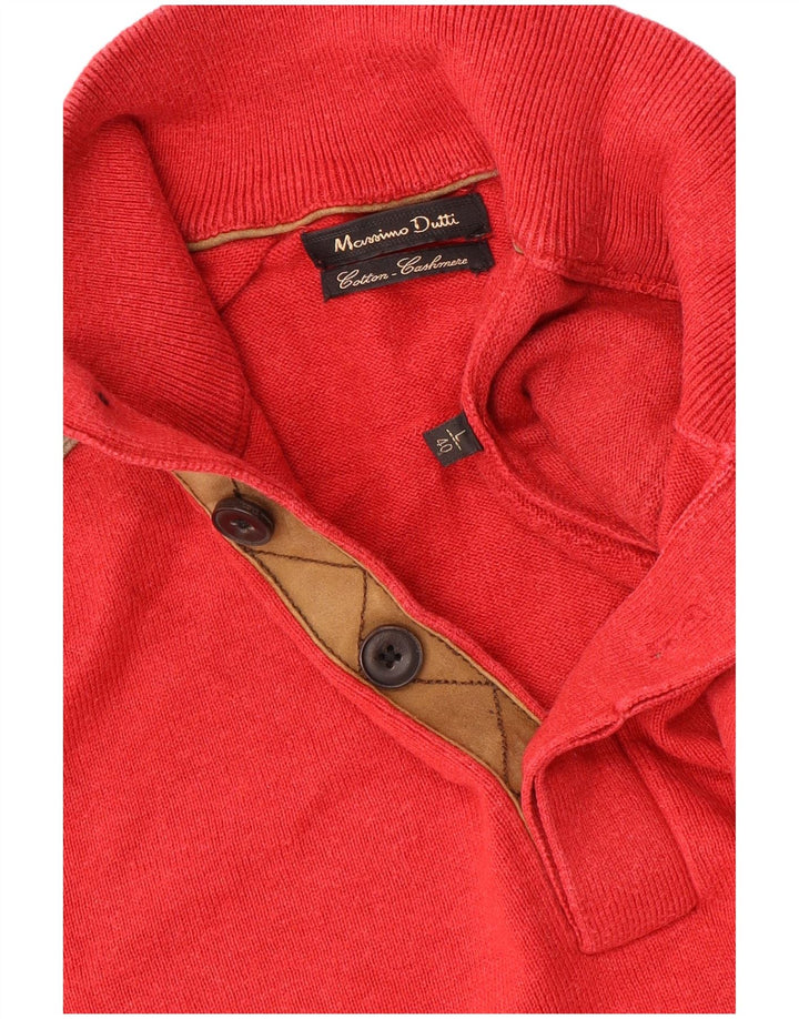 Massimo Dutti Pull à col boutonné pour homme en coton color block Rouge Taille L