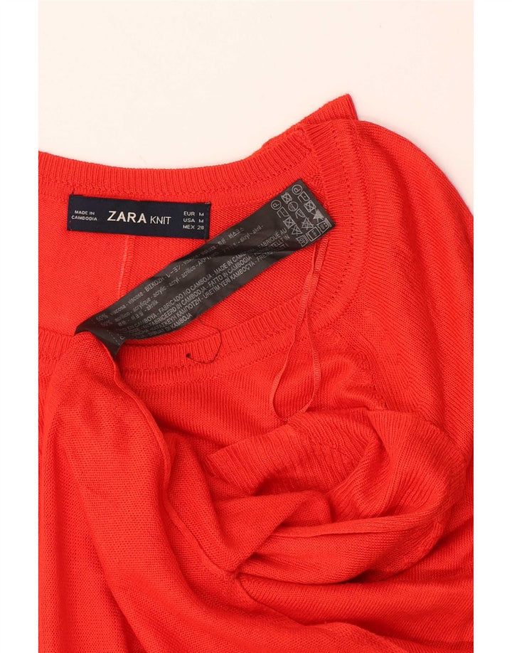 Zara Pull surdimensionné à col bateau pour femme UK 14 Viscose orange moyen