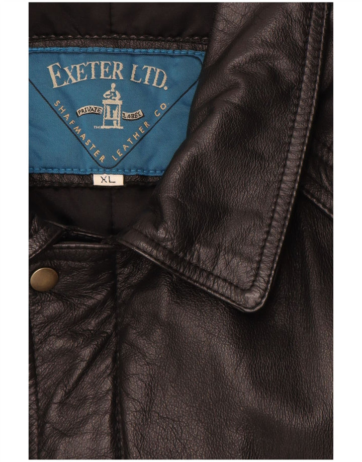 manteau en cuir homme vintage UK 42 XL Cuir noir