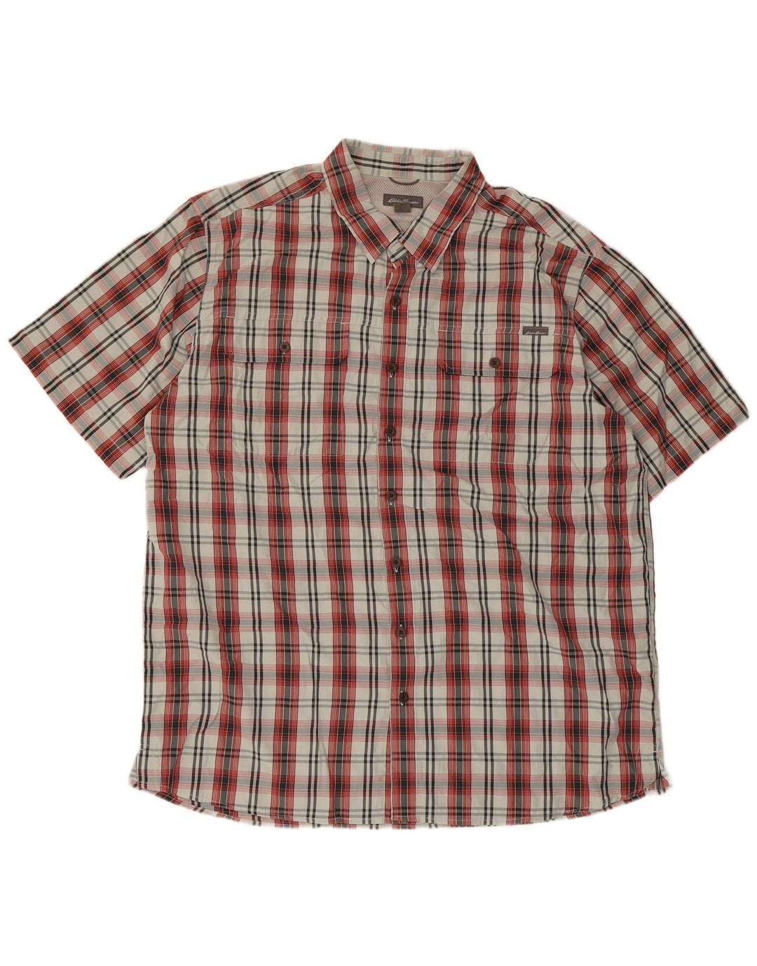 Eddie Bauer Chemise à manches courtes pour homme XL Rouge à carreaux Polyester