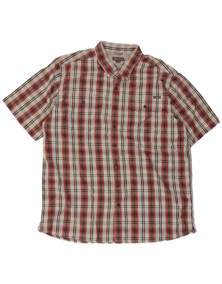 Eddie Bauer Chemise à manches courtes pour homme XL Rouge à carreaux Polyester