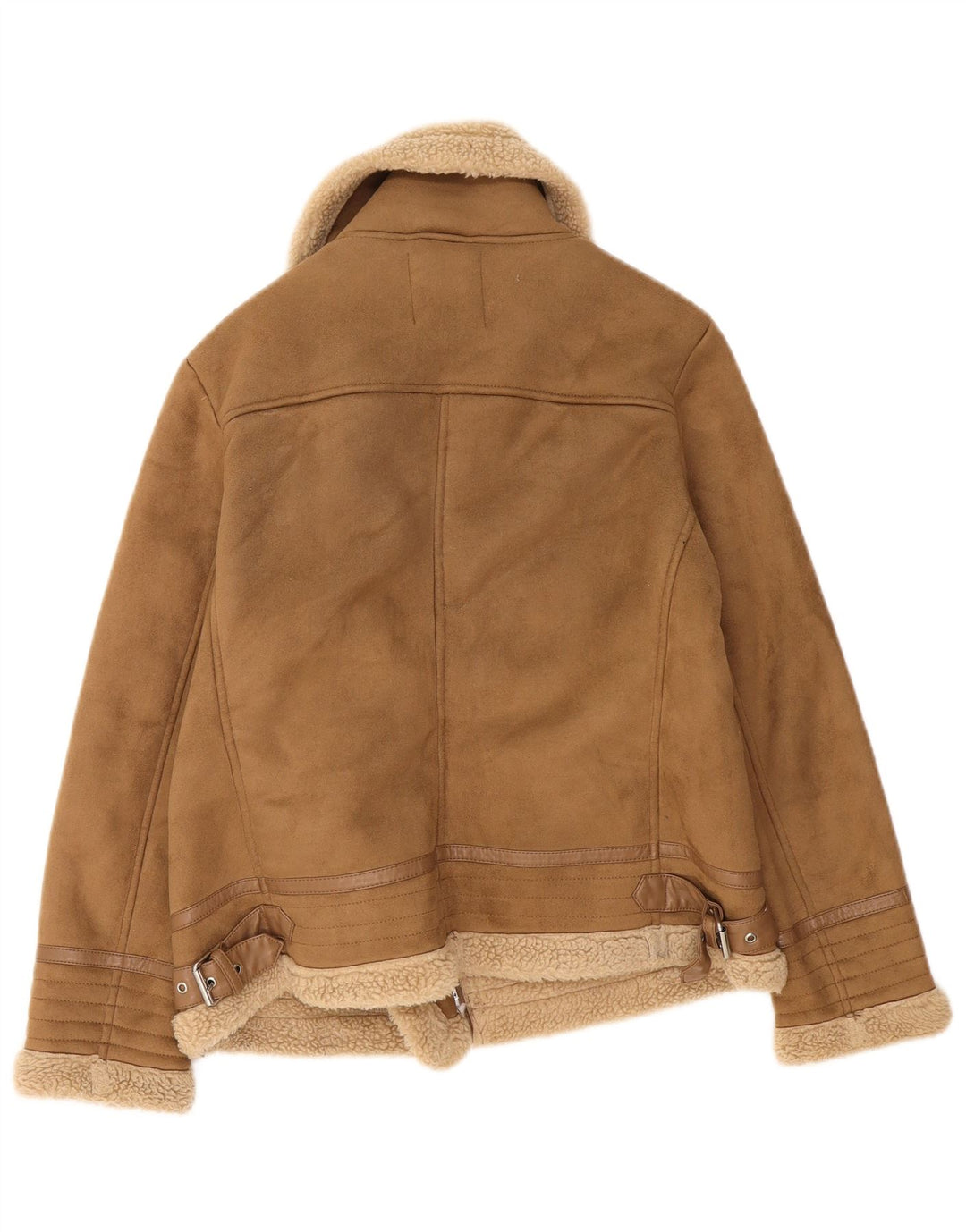 Zara Veste Sherpa Femme UK 16 Large Beige Polyester