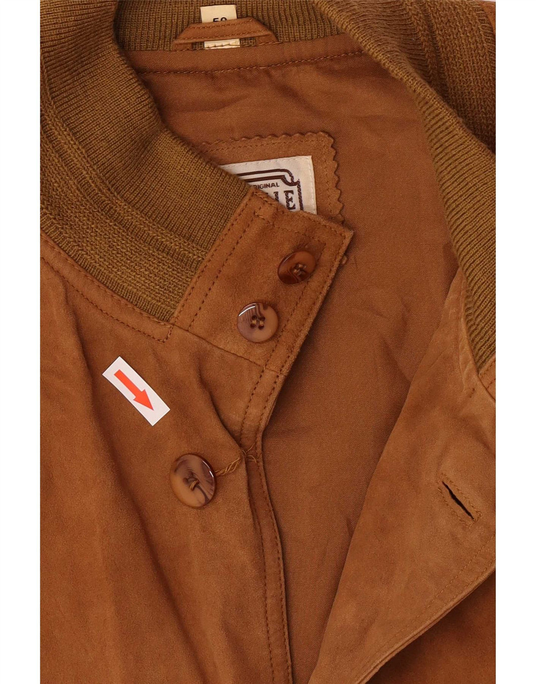 vintage Mens Bomber Suede Jacket IT 50 Grand Cuir Marron Rétro
