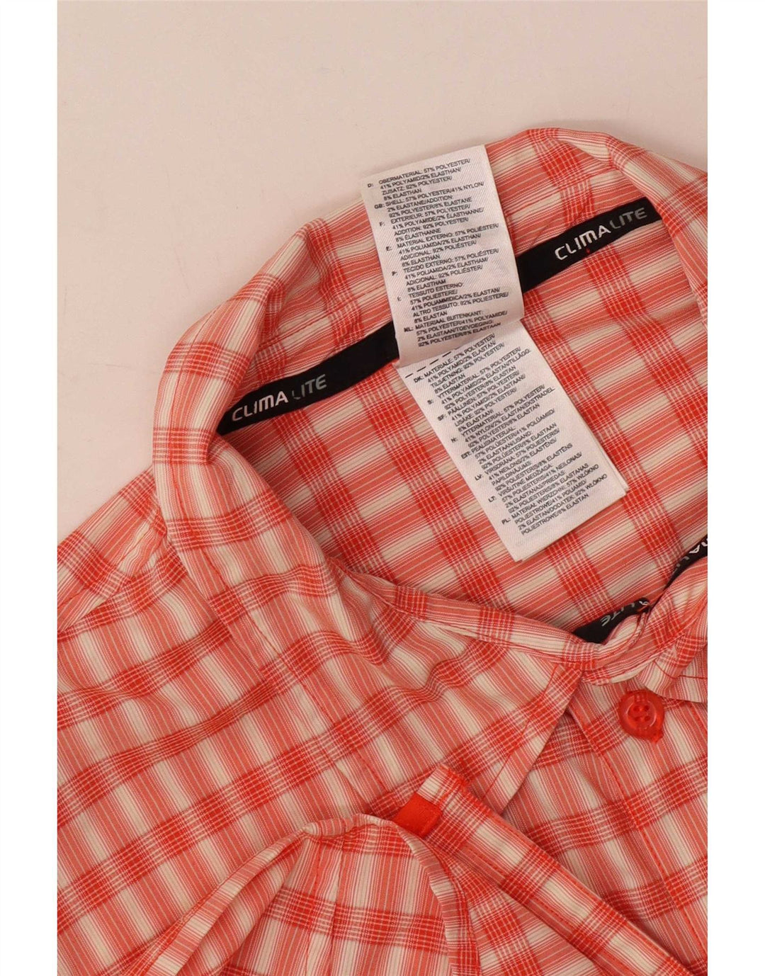 Adidas Chemise à manches courtes Climalite pour homme en polyester à carreaux orange