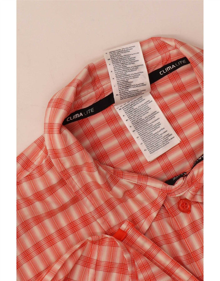 Adidas Chemise à manches courtes Climalite pour homme en polyester à carreaux orange