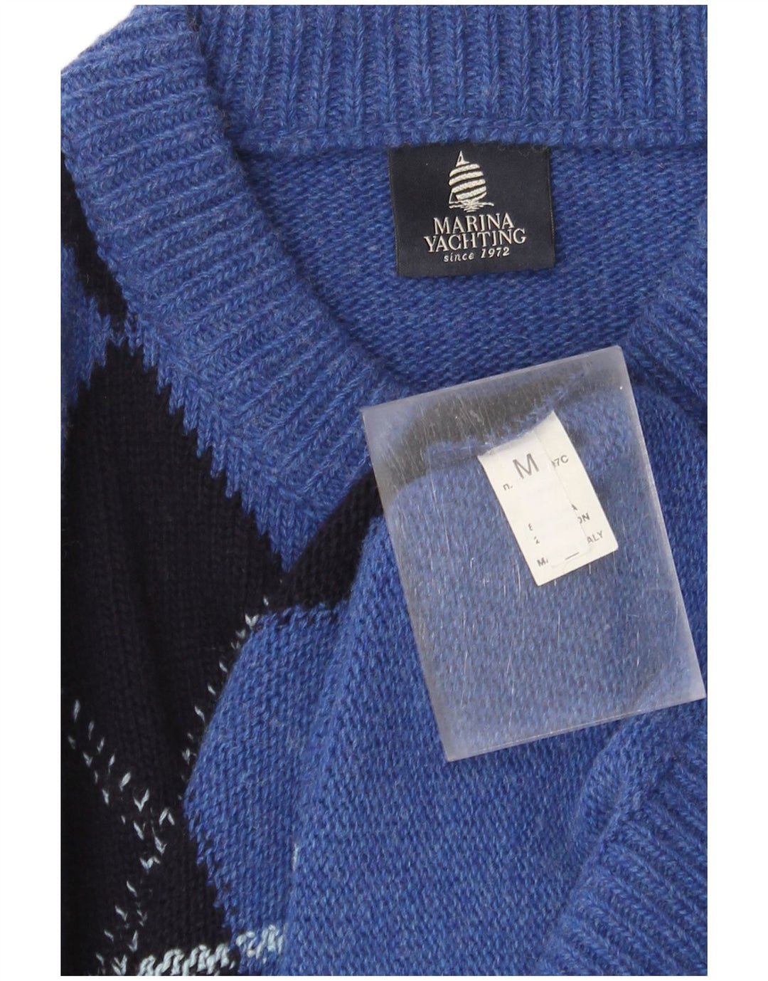 Marina Yachting Pull Col Rond Homme Bleu Moyen Argyle/Diamant