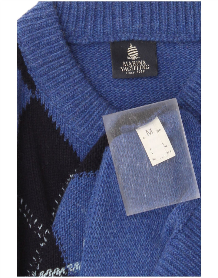 Marina Yachting Pull Col Rond Homme Bleu Moyen Argyle/Diamant