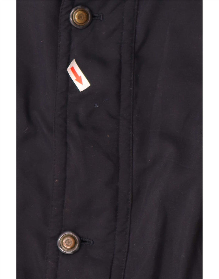 vintage Mens coupe-vent manteau UK 38 moyen bleu marine colourblock polyester