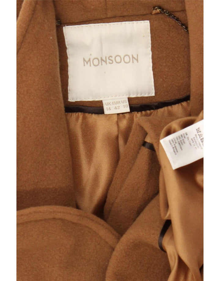 Monsoon Manteau Femme UK 14 Laine Marron Moyen