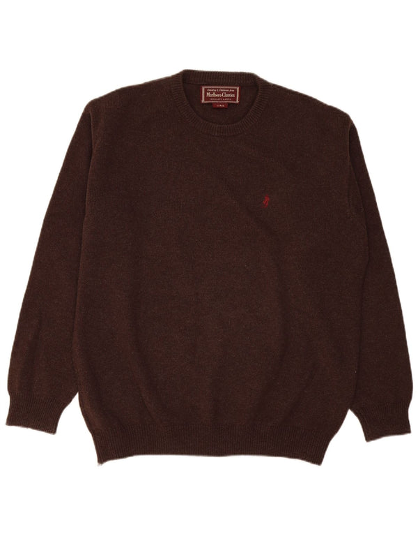 Marlboro Classics Pull à col rond pour homme en laine marron Taille L