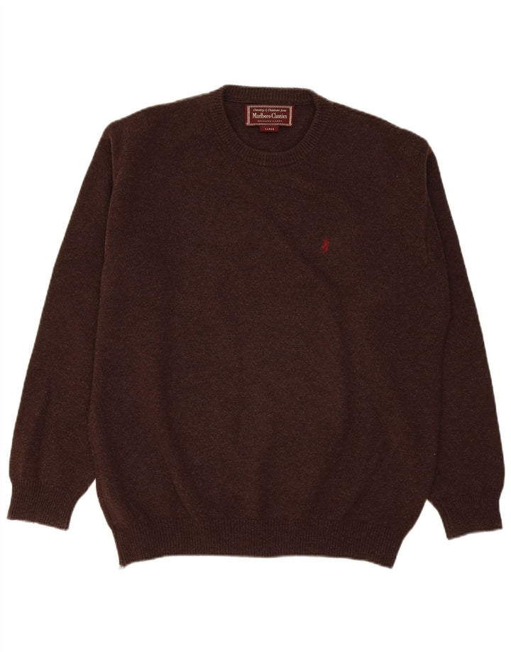 Marlboro Classics Pull à col rond pour homme en laine marron Taille L