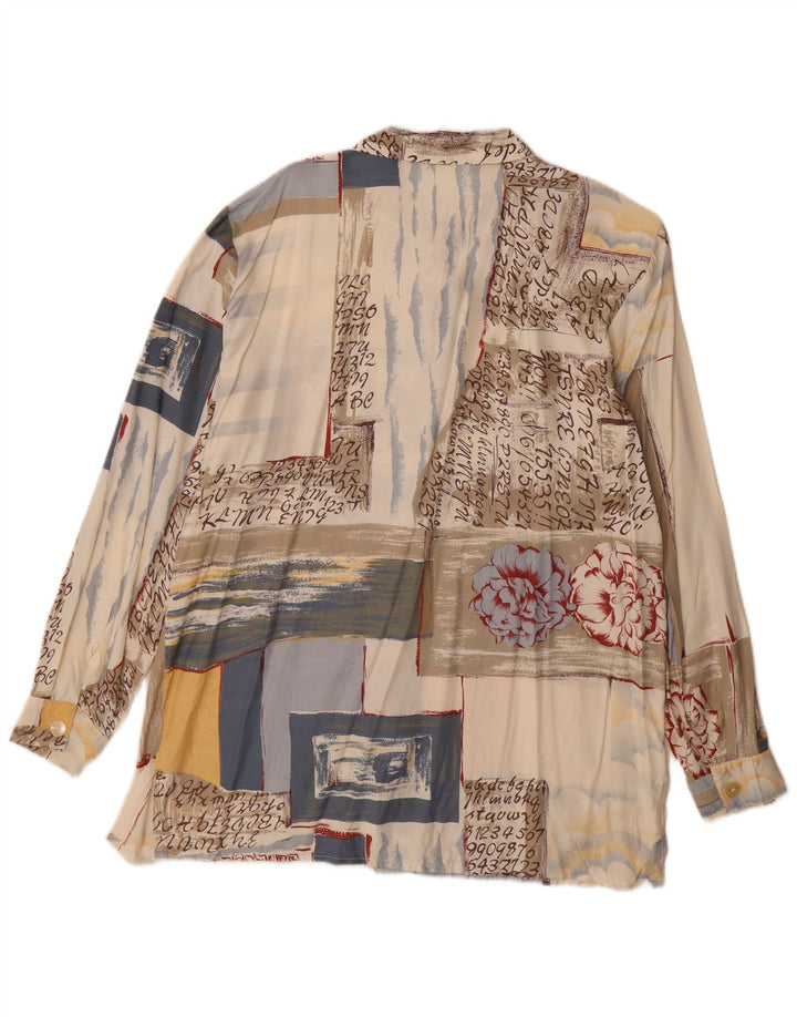 Robe chemise femme vintage UK 16 Grand Patchwork Beige