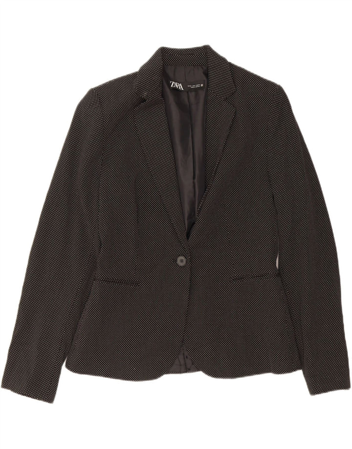 ZARA Womens 1 Button Blazer Jacket EU 40 Medium Black Flecked Polyester Vintage Zara and Second-Hand Zara from Messina Hembry 