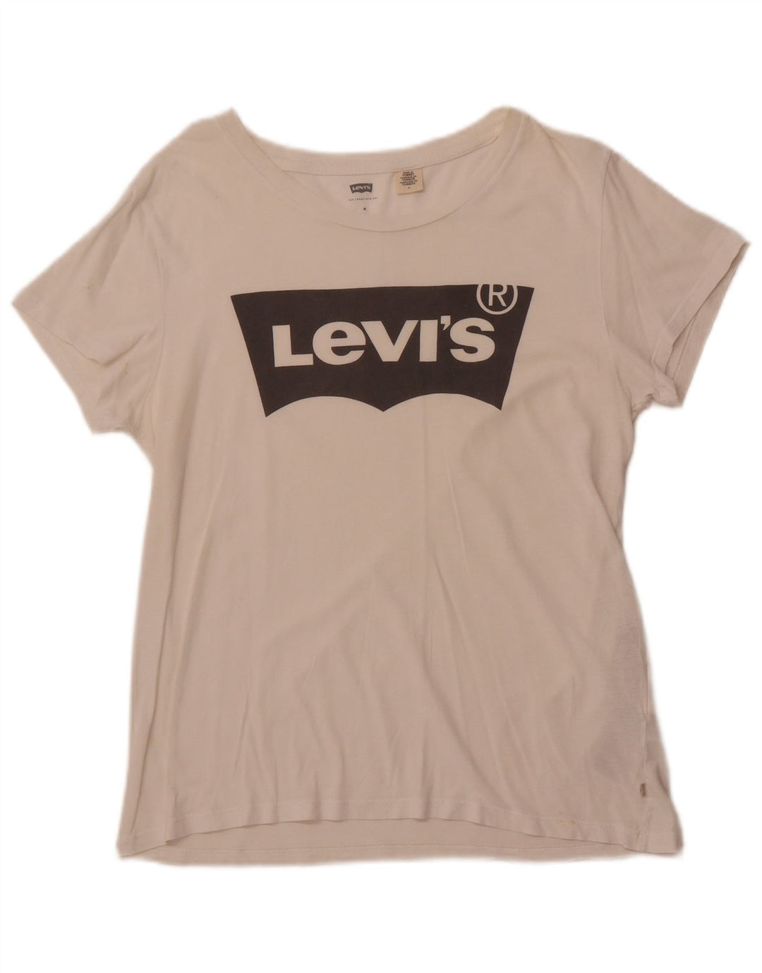 LEVI'S T-Shirt Graphique Femme UK 12 Coton Blanc Moyen