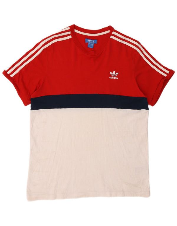 Adidas T-Shirt Homme Haut Large Rouge Colorblock Coton
