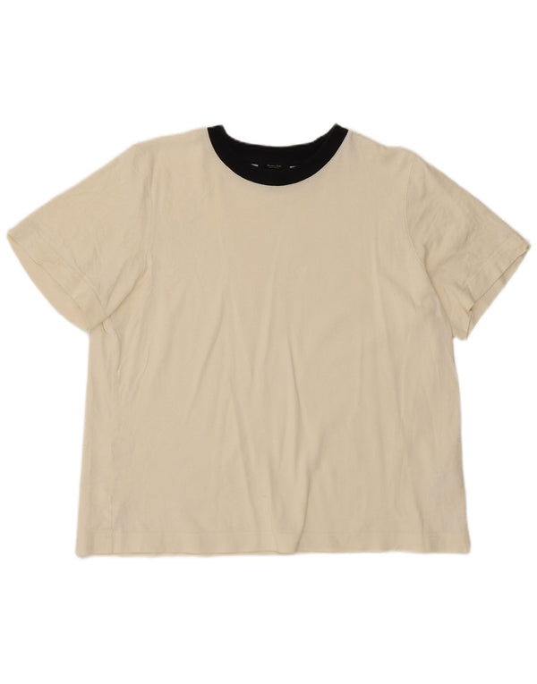 Massimo Dutti T-Shirt Femme Top UK 18 XL Coton Blanc Cassé