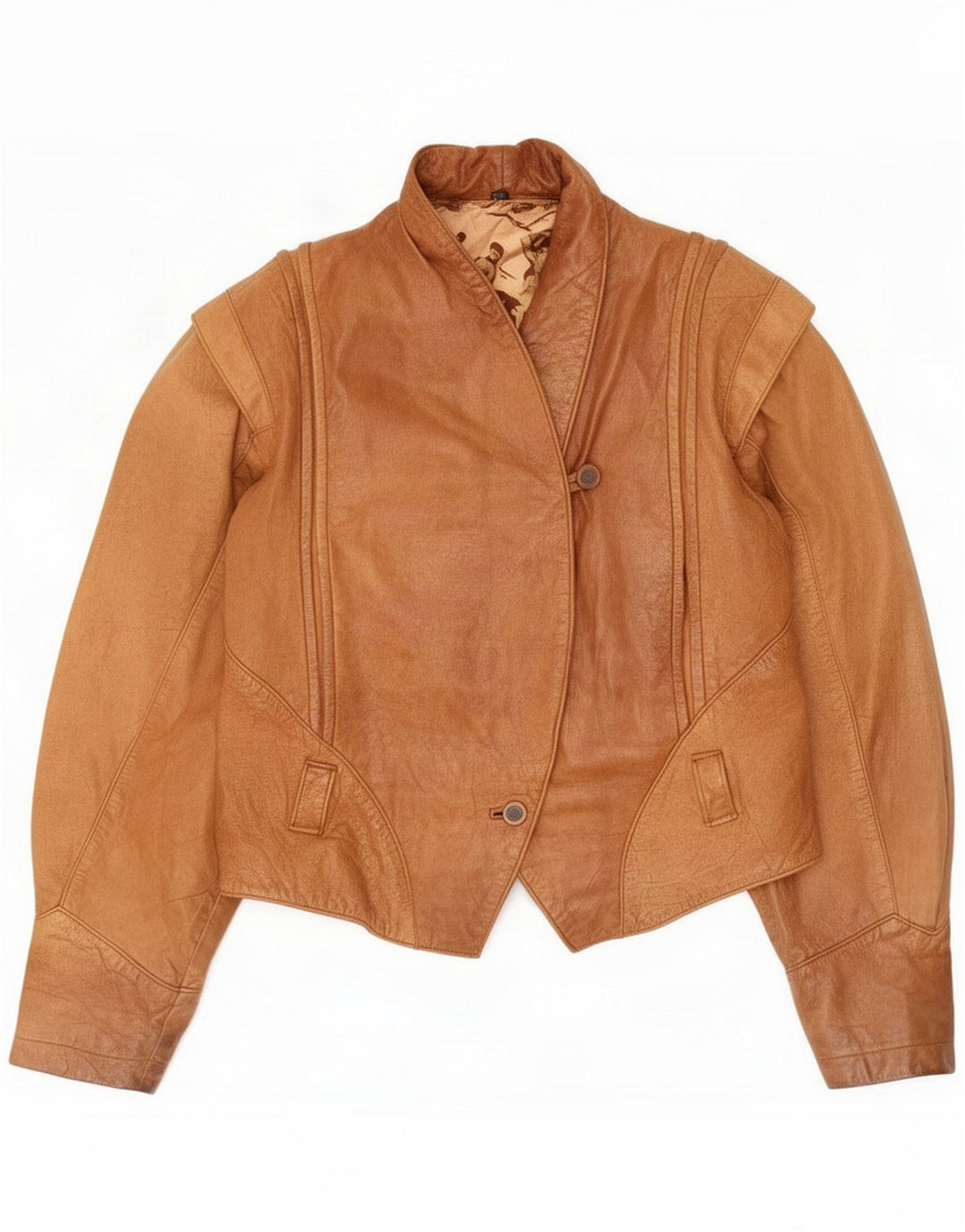 Veste en cuir femme vintage EU 38 Beige moyen