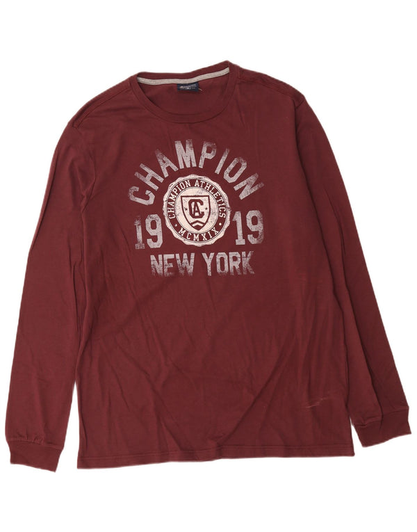 Champion Haut graphique à manches longues pour homme XL en coton bordeaux